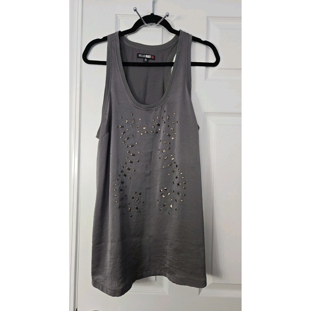 WilliamRast Womans Sleeveless Blouse Size XL Dark Grey With Studs